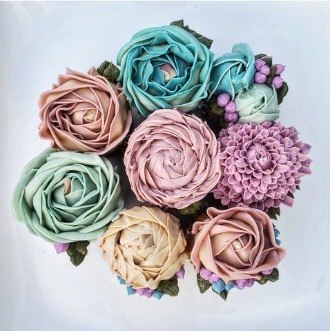 Floral Cupcakes One Dozen - Colors and Design May Vary